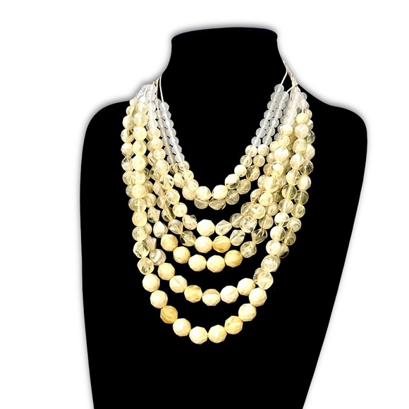 CHICO’s Layered Pale Yellow Gradient Faceted Beaded Statement Necklace N… - Picture 3 of 5